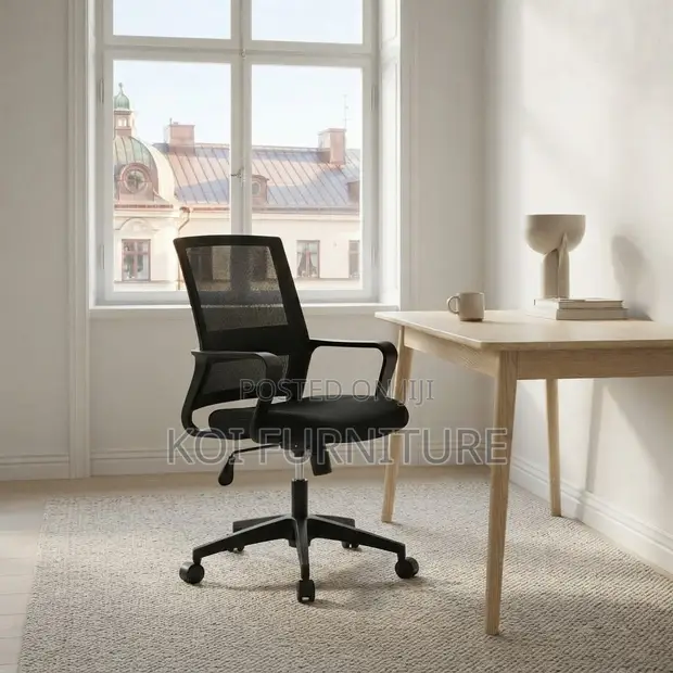 Kaptains Swivel Mid Backrest Office Chair - Black - 1