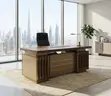 1.4M Golden Executive Desk with Lock Drawers - 5