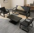 5-Seater Office Reception Sofa - Black Leather - 2