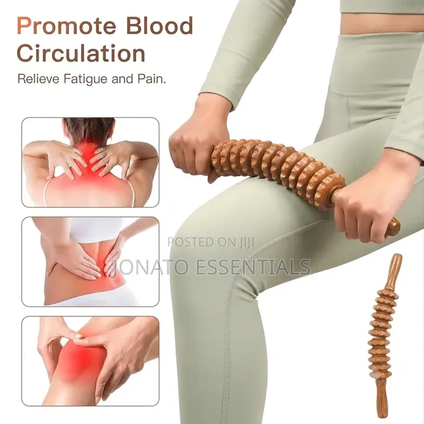 Curved Wooden Massage Roller Stick for Muscle Pain Relief - 1