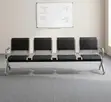 Benchi la Kusubiri la Ofisi la 4-Seater - Ngozi Nyeusi Iliyofungwa - 4