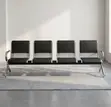 Benchi la Kusubiri la Ofisi la 4-Seater - Ngozi Nyeusi Iliyofungwa - 5