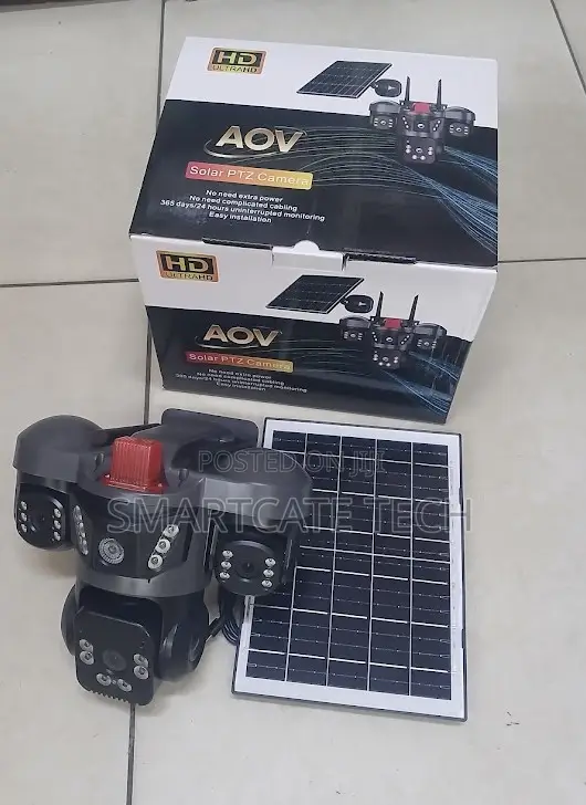 AOV 3-Lens 4G Solar PTZ CCTV Camera - V380 Smart Security - 1