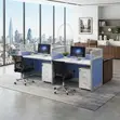 Two-User Straight Office Workstation - Blue - 1