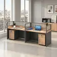 Two-User Straight Office Workstation - Blue - 2
