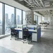 Two-User Straight Office Workstation - Blue - 3
