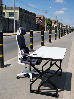 Metallic Office Table & Ergonomic Design Chair