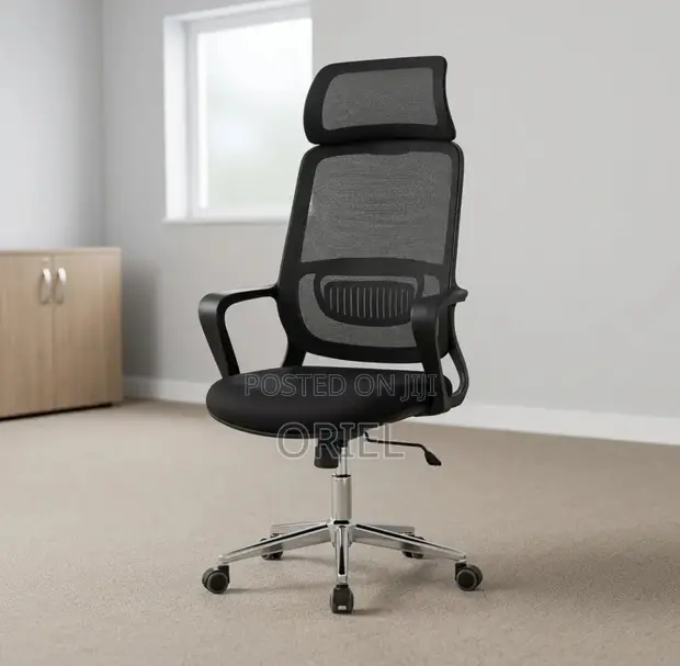 Ergonomic Swivel Base Office Chair - Black - 1
