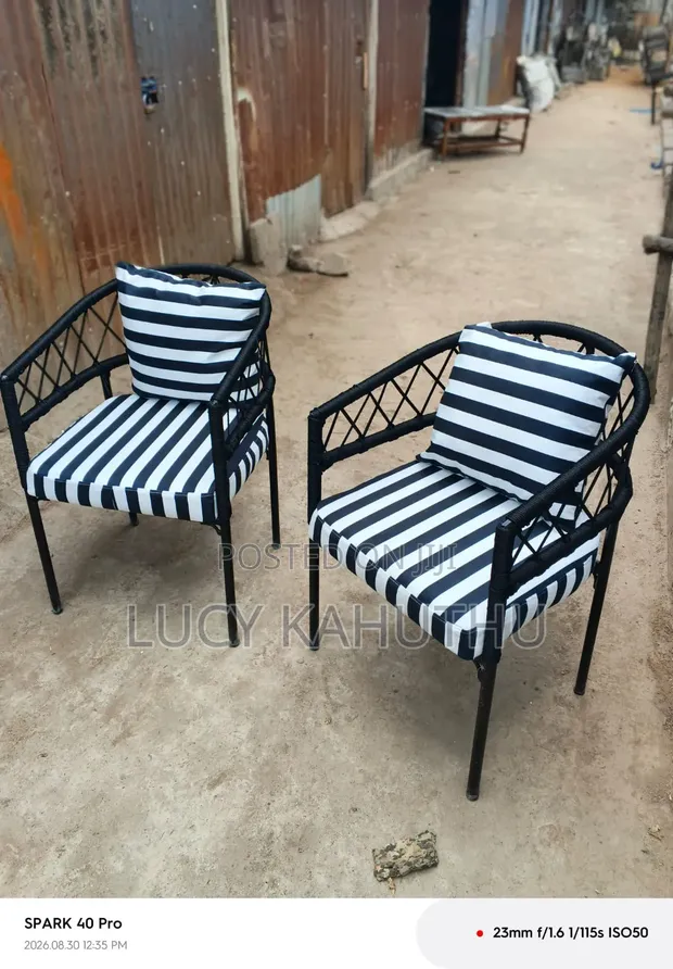 Outdoor Black and White Weaving Chairs - 1