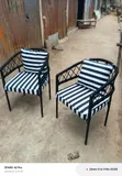 Outdoor Black and White Weaving Chairs - 2