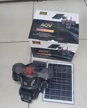 AOV V380 Triple Lens 4G Solar CCTV Camera - HD Outdoor Security