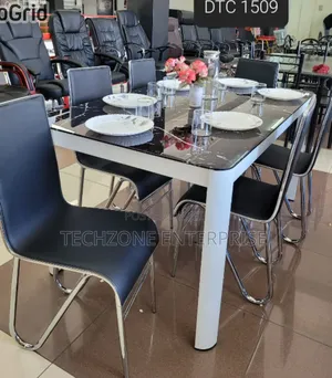 Executive Marble Glass Top Dining Table (6 Seater)