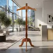 Long Mahogany Finish Office Coat Hanger - 1