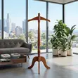 Long Mahogany Finish Office Coat Hanger - 4