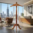Long Mahogany Finish Office Coat Hanger - 5