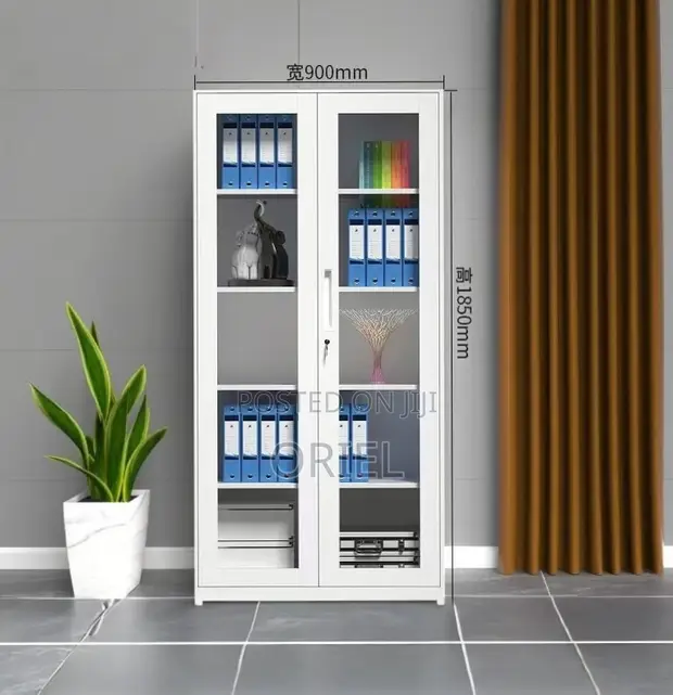 GE Full Glass 2-Door Steel Filing Cabinet - White - 1