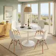 White 4-Seater Modern Eames Style Dining Set - 3
