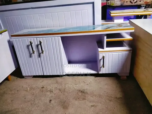 Brand New White TV Stand with Shelves - 1