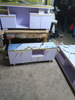 Brand New White TV Stand with Shelves