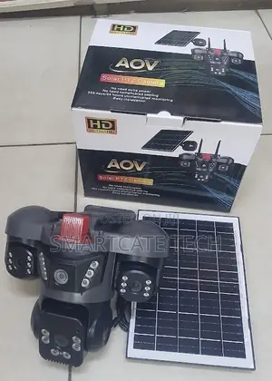 V380 AOV 4G Solar CCTV Camera - 3 Lens HD PTZ Outdoor Security
