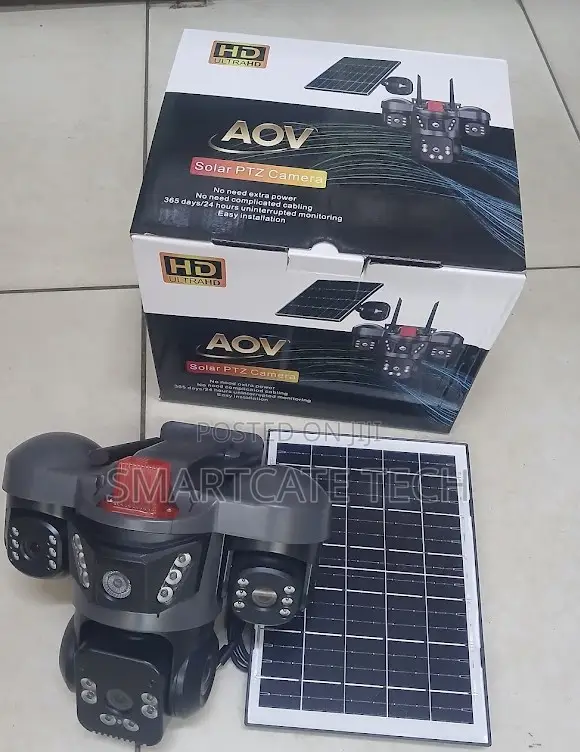AOV 4G V380 Triple Lens Solar CCTV Camera - Smart HD Security - 1