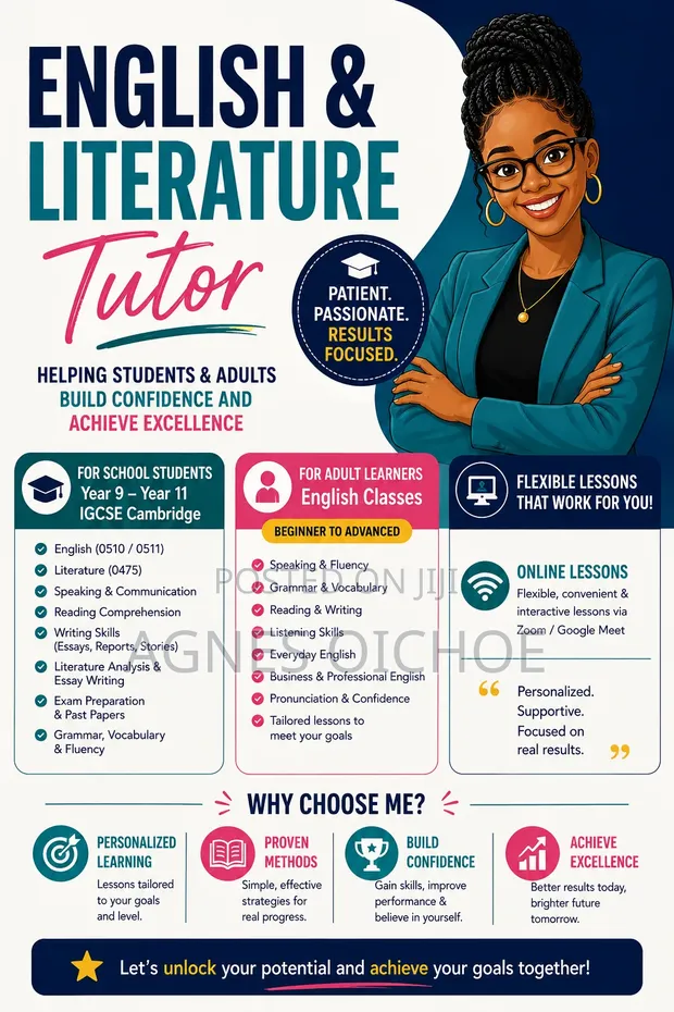 Mwalimu wa Fasihi ya Kiingereza (Online/Homeschool) - IGCSE, Madarasa ya Watu Wazima - 1
