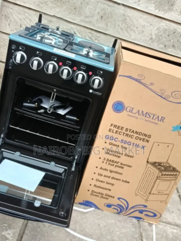 Glamstar Black 50x55 Standing Cooker 3+1 Burners - 1