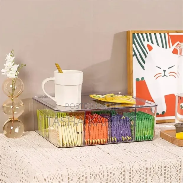 Acrylic Tea Bag Organizer with Multiple Compartments - 1