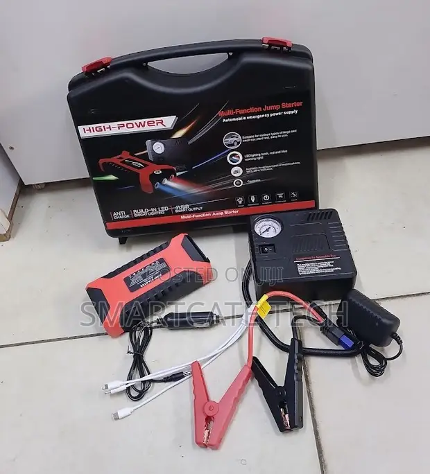 12V Car Jump Starter Power Bank na Air Compressor - 1