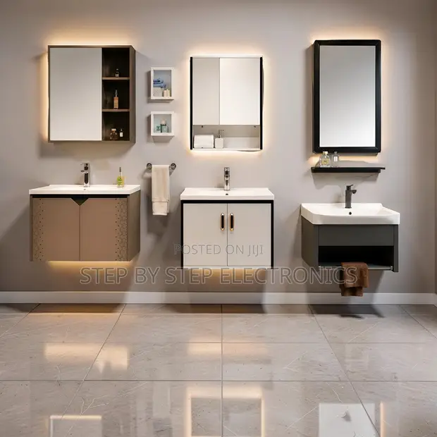 Wall Mounted Bathroom Vanity Cabinet with Mirror - 1