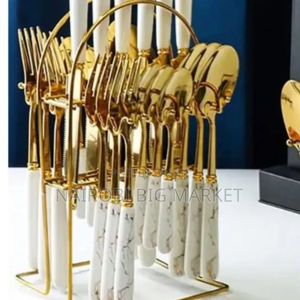 24pcs Marble Cutlery Set - 1