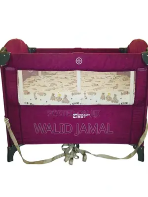 Cool Baby Playpen Baby Cot - Purple with Mattress