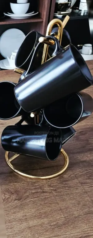 Set ya Mugs Nyeusi Ubora wa Juu (6pcs)