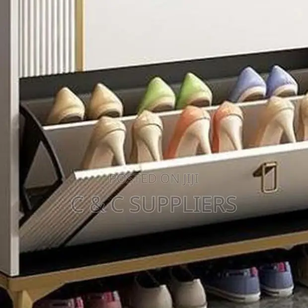 Modern Shoe Storage Cabinet - White - 1