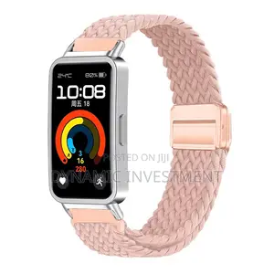 Huawei Band 10/9/8 Magnetic Nylon Braid Watch Band (Pink)