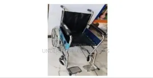 Standard Foldable Manual Wheelchair - Metal Frame, Black Seat