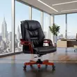 Executive Leather High Back Office Chair with Mahogany Armrests - 2
