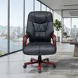 Executive Leather High Back Office Chair with Mahogany Armrests - 4