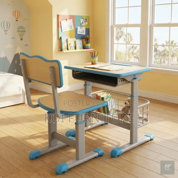Adjustable Height Home Schooling Desk & Chair Set - 1