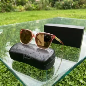 Transparent Peach Chanel Square Sunglasses