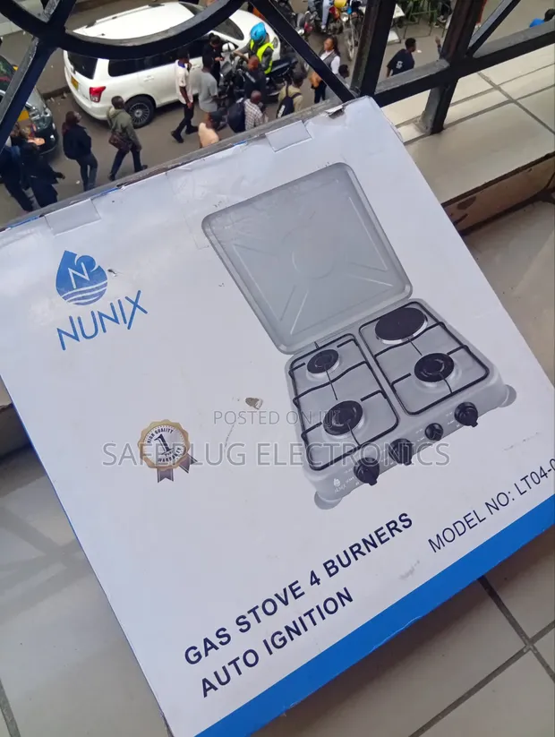 Nunix 4-Burner Gas Stove Mpya na Auto Ignition - 1