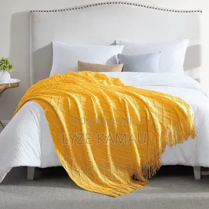 Knitted Tassel Throw Blanket