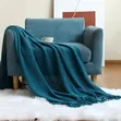 Knitted Tassel Throw Blanket - 2