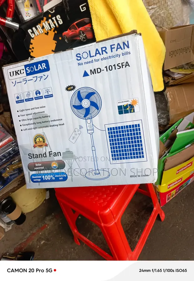 Kipasua cha Stand cha Solar-Electric 18" Kipya chenye kasi 4 - 1