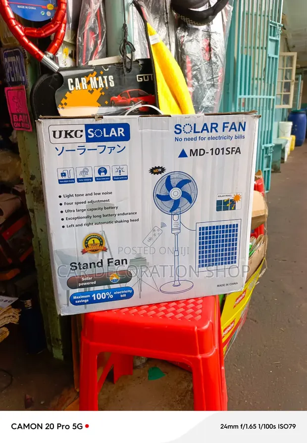 18" Solar Powered & Rechargeable Stand Fan - 1