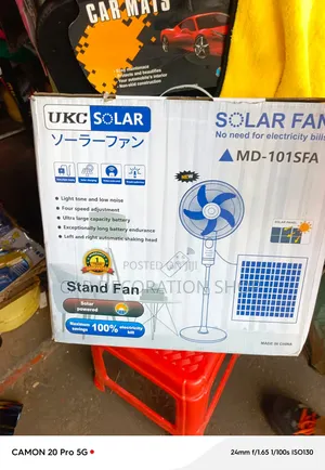 16" Solar Powered Rechargeable Stand Fan na Panel