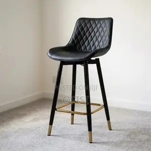 Modern Leather Counter Stool - Black