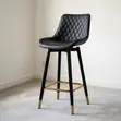 Modern Leather Counter Stool - Black - 1