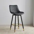 Modern Leather Counter Stool - Black - 2