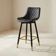 Modern Leather Counter Stool - Black - 3